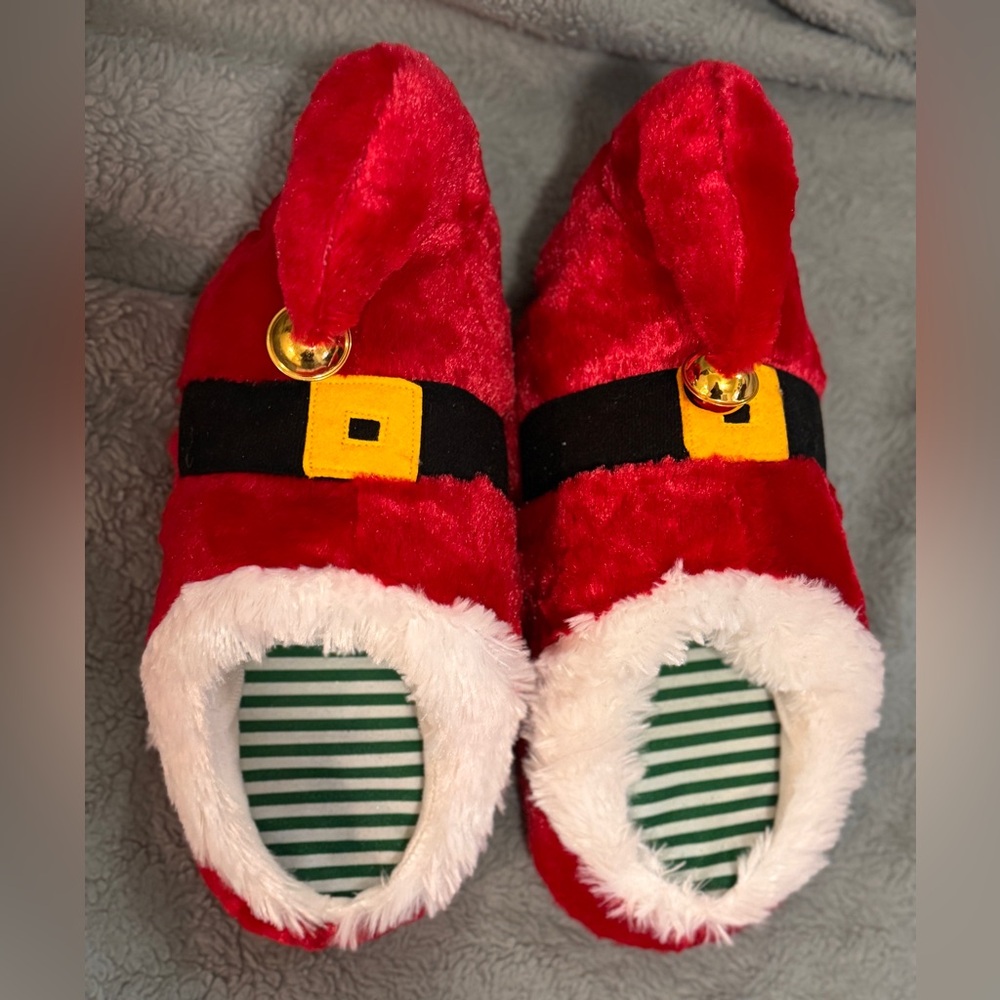 Festive Red Santa Elf Slippers